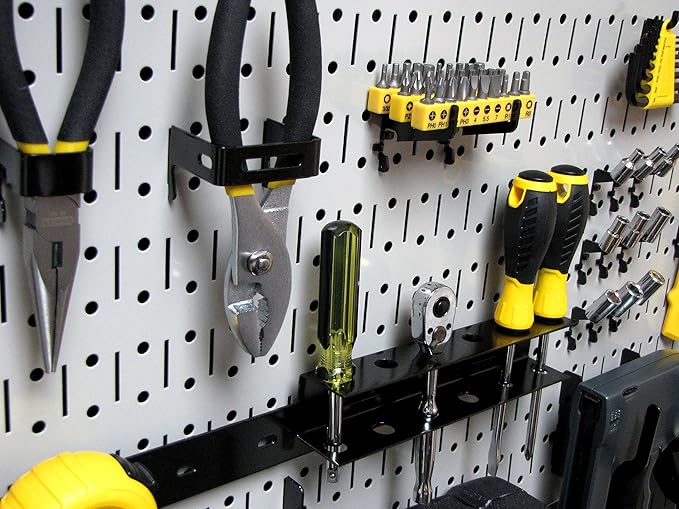 Wall Control Pegboard Rack Horizontal Metal Pegboard Garage Tool Storage Pack - Two 32-Inch Wide x 16-Inch Tall Easy To Install Peg Boards (Grey)