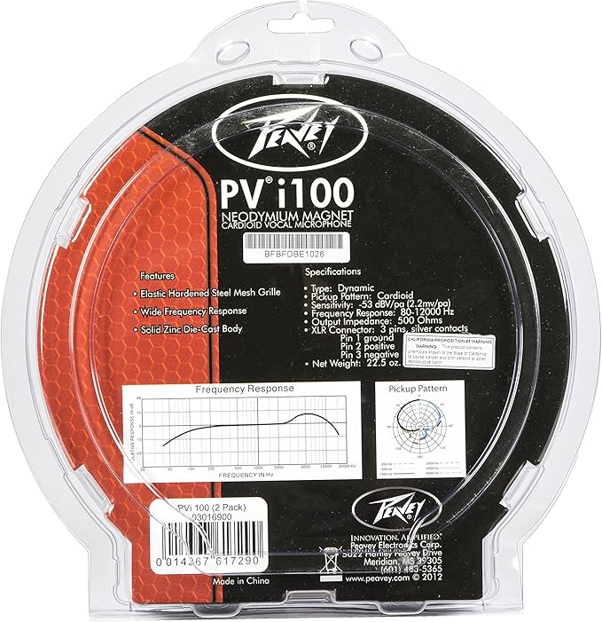 Peavey Pvi 100 - 2-Pack Dynamic Cardiod Microphones