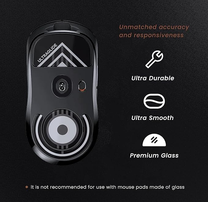 PWNAGE Ultraglide Glass Skates Feet for G Pro X Superlight GPX, Ultra-Smooth and Durable, 3M Adhesive, fit for Gaming Mouse Black and White