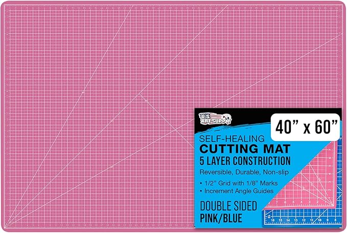 U.S. Art Supply 40" x 60" Self-Healing Cutting Mat 5-Ply - Double-Sided Pink/Blue Craft Mat, Non-Slip Cutting Mats for Crafts, Sewing, Quilting, Scrapbooking