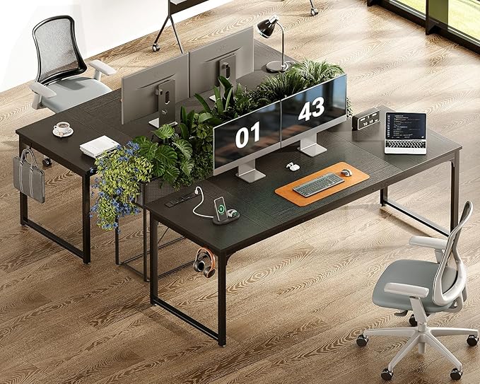 Coleshome 71 Inch Computer Desk with USB Ports, Large Office Desk, Long Study Student Writing Desk, Black