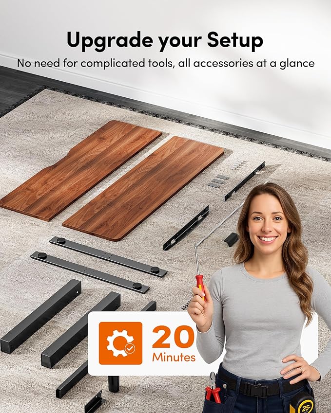 FEZIBO Electric Standing Desk Adjustable Height, 40 x 24 Inch Sit and Stand Desk, Home Office Desk, Ergonomic Workstation Computer Desk, Black Walnut