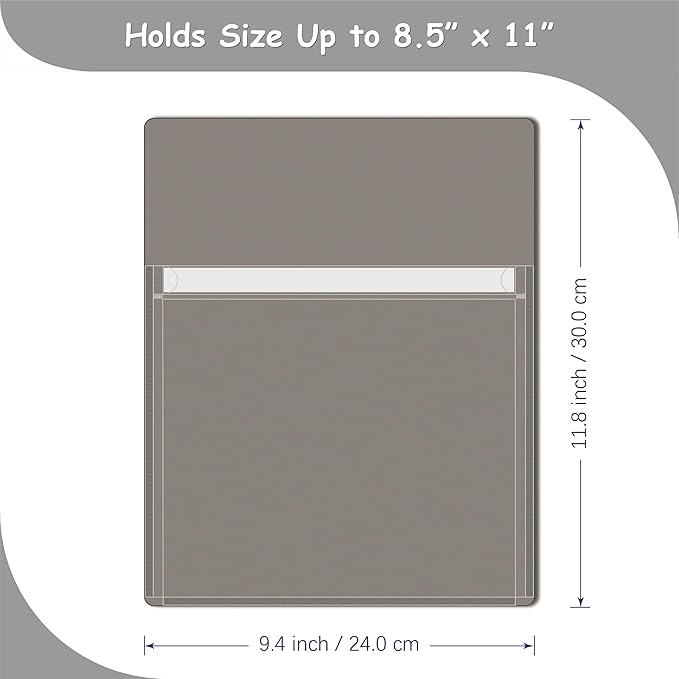 IMAGAME Magnetic Pocket 4 Pack – Self-Adhesive Magnetic Storage Pouch for Documents, Notes & Tools, Strong Magnet Backing for Fridge, Whiteboards, and Metal Surfaces (Gray 4Pcs)