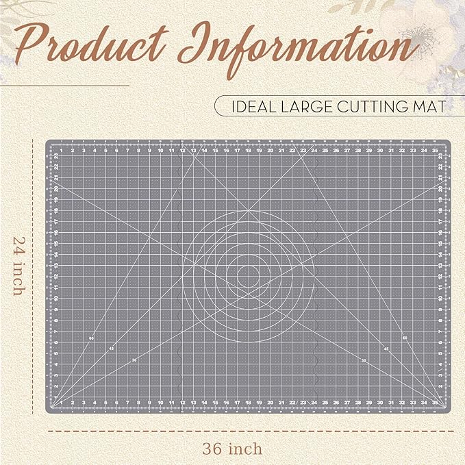 Teenyyou 24" x 36" Self Healing Folding Cutting Mat with Grid for Quilting, Sewing, Craft Hobby Board Sewing Cutting Mat for Quilting, Leather, Fabric, Crafting, Scrapbooking, Art, Clay