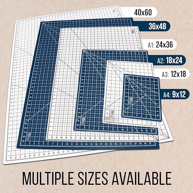 U.S. Art Supply 40" x 60" Self-Healing Cutting Mat 5-Ply - Double-Sided White/Blue Craft Mat, Non-Slip Cutting Mats for Crafts, Sewing, Quilting, Scrapbooking