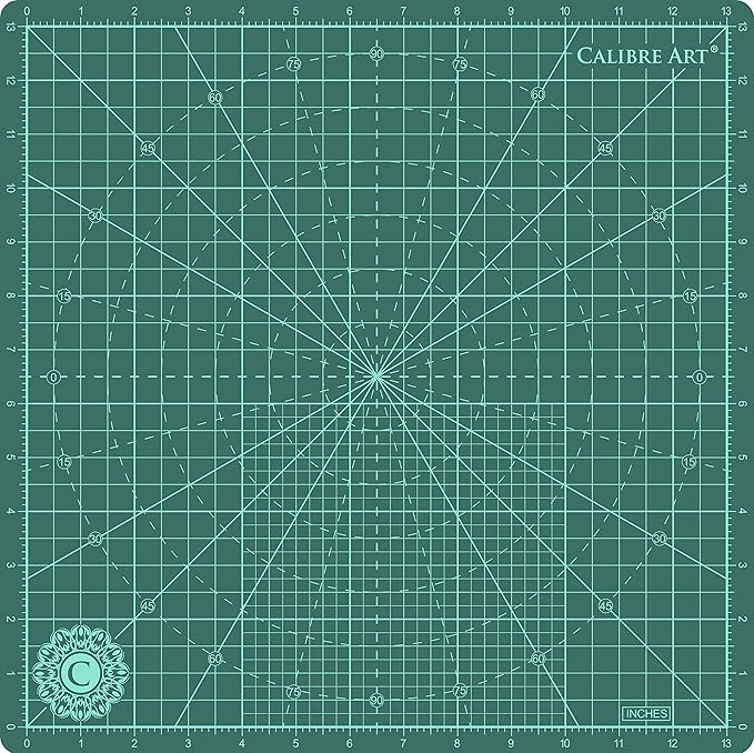 Calibre Art Rotating Self Healing Cutting Mat 14x14 (13" Grid), Perfect for Quilting & Art Projects