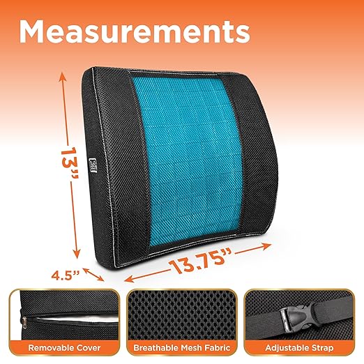 BLACK+DECKER 2-Pack Cooling Gel Memory Foam Seat & Lumbar Cushion Set – Ergonomic Tailbone & Lower Back Support for Office Chairs, Gaming Chairs, Cars & Travel – Washable Covers, Non-Slip, Ventilated