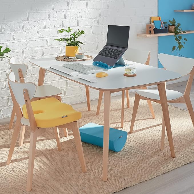 Leitz Desk Foot Rest, Adjustable Leg & Knee Support, Suitable for The Home Office, Relieves Shoulder & Back Ache, Made from Foam with A Fabric Cover, Ergo Cosy Range, Calm Blue, 53710061