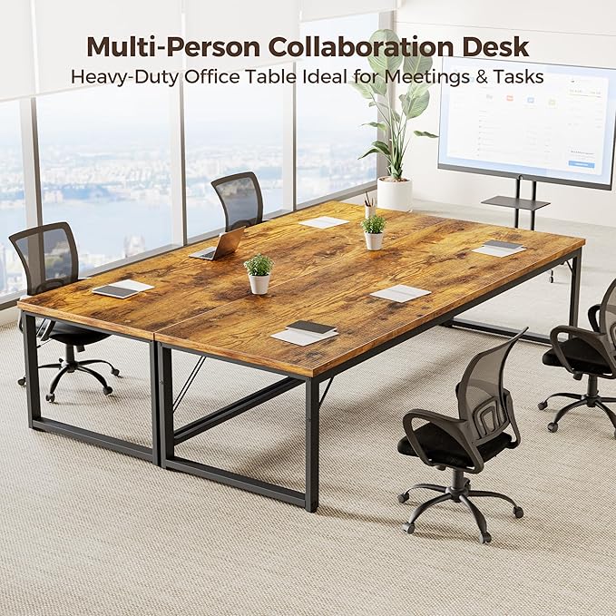Mericonia 63 Inch Large Computer Desk, 1" Thick Heavy Duty Industrial Office Desk, Modern Simple Study Writing Table for Home Office Bedroom Workstation, Brown