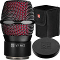sE Electronics V7 MC2 Wireless Microphone Capsule - Compatible with Sennheiser Wireless Transmitters - Professional Dynamic Microphone for Singing, Speech & Music Studio Recording (Black w MP03 Pouch)
