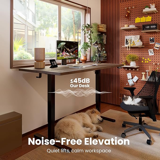 ErGear Height Adjustable Electric Standing Desk, 40 x 24 Inches Sit Stand up Desk, Memory Computer Home Office Desk, Dark Walnut