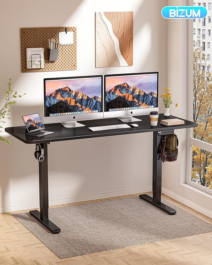 BIZUM Electric Standing Desk 60 x 24 Inch Computer Desk-Gaming Desk Black Home Office Desks Height Adjustable Memory Stand Up Computer Workstation
