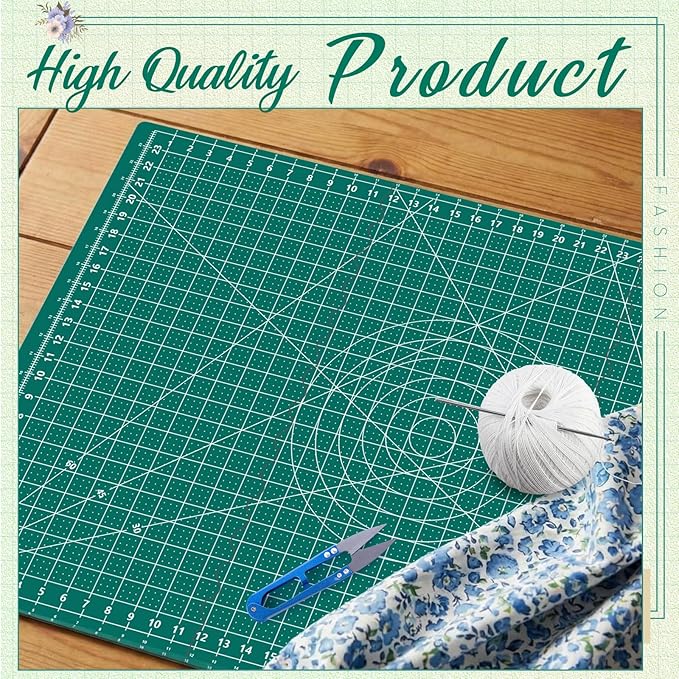 Teenyyou 24" x 36" Self Healing Folding Cutting Mat with Grid for Quilting, Sewing, Craft Hobby Board Sewing Cutting Mat for Quilting, Leather, Fabric, Crafting, Scrapbooking, Art, Clay, Green