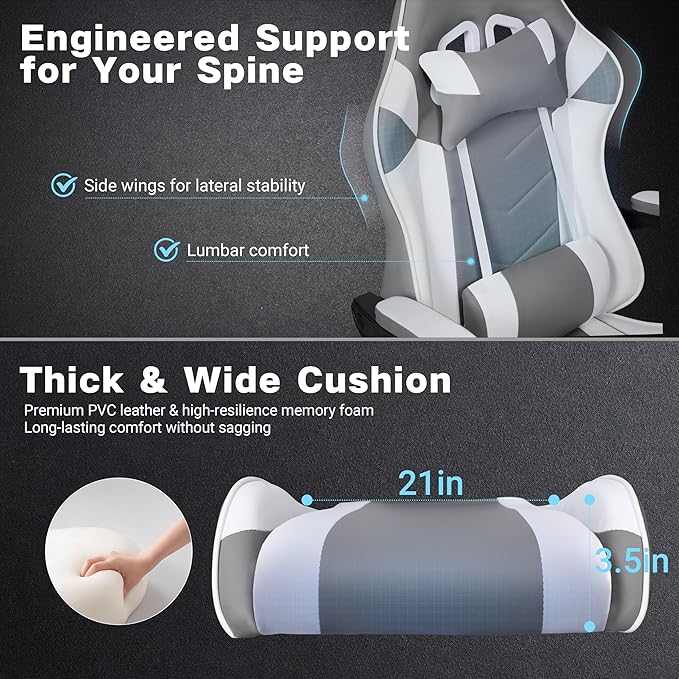 Gaming Chair,Height Adjustable Chair with 360°Office Desk Chair,Heavy Duty 330lbs Video Game Chair for Adults