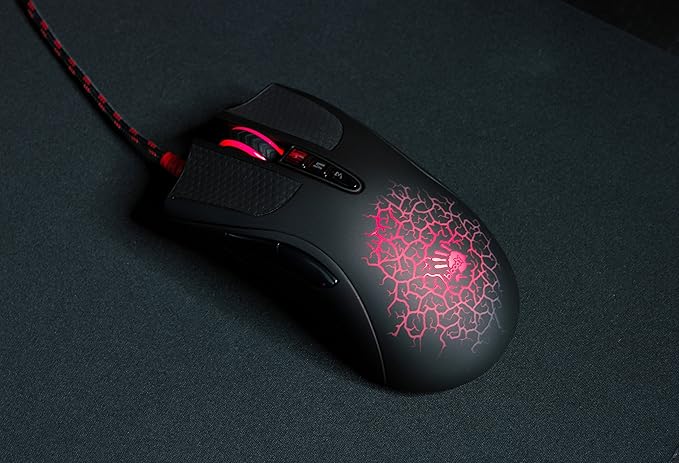 Bloody AL90 Optical Gaming Mouse with Light Strike (LK) Optical Switch & Scroll - 8 Programmable Buttons and Advanced Macros - Ergonomic Right Hand Grip - Button Grips - Colored Profile Selection