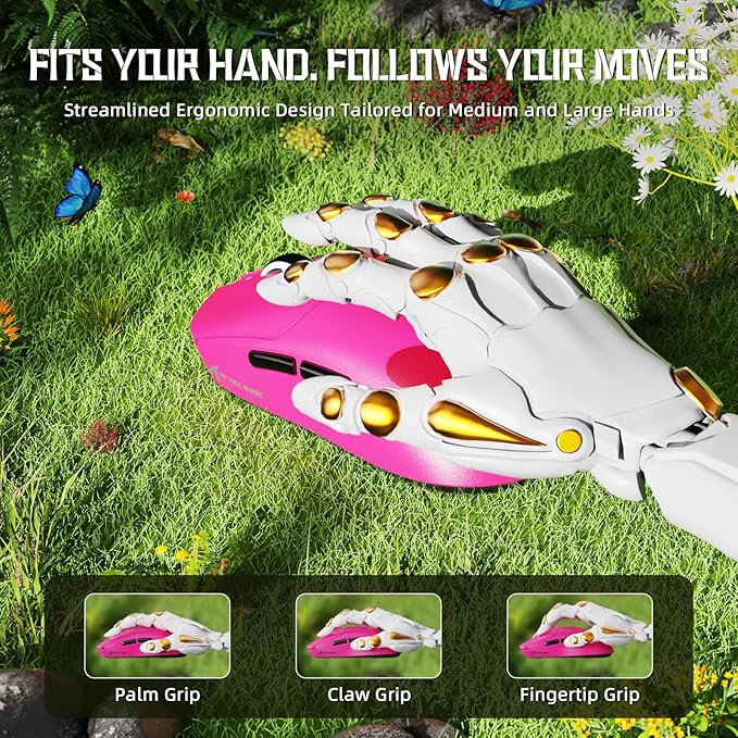MAMBASNAKE Attack Shark X8 SE 55g Superlight Wireless Gaming Mouse,BK52820 Tri-Mode BT/2.4G Wireless/Wired Mouse,25000DPI,500mAh Battery,Med to Large Hand Size,5 Programmable Buttons for Pc/Mac(Red)
