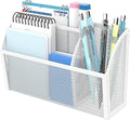 DALTACK Magnetic Pencil Holder Magnetic Shelf for the Whiteboard 3-Grid Mesh Magnetic Pen Holder for Refrigerator Magnetic Organizer Locker Accessories Organizer for Home, School and Office, White