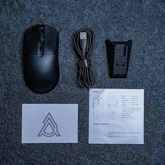 MechLands AJAZZ AJ139 V2 MC Gaming Mouse with Charging Base, Adjustable 12,000 DPI, PAW3311 Sensor, 3 Modes Wireless Mouse, 500mAh Battery, 1000 Polling Rate, 66g Lightweight, Win/Mac (Black)