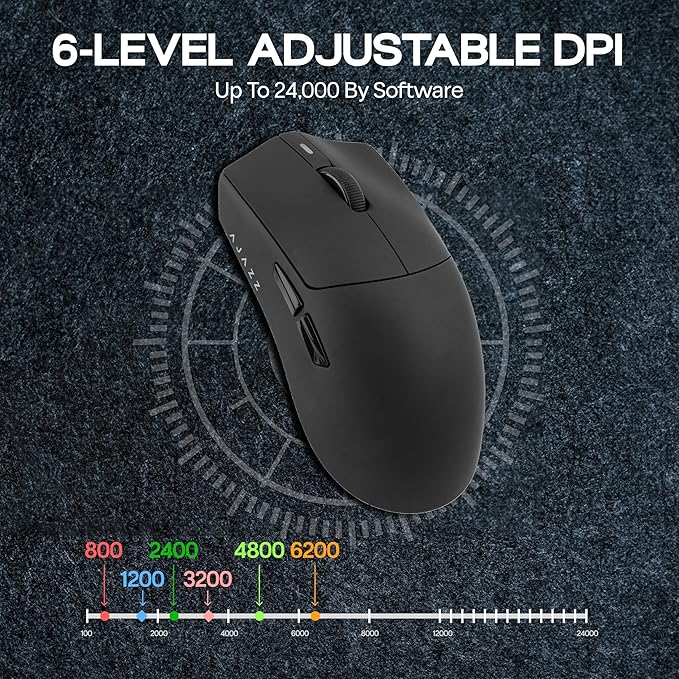 MechLands AJAZZ AJ139P V3 MC Wireless Mouse with Charging Base, 3 Modes Gaming Mouse with 800mAh Battery, Adjustable 24,000 DPI, PAW3311 Sensor, 1000 Polling Rate, 69g Lightweight, Win/Mac (Black)