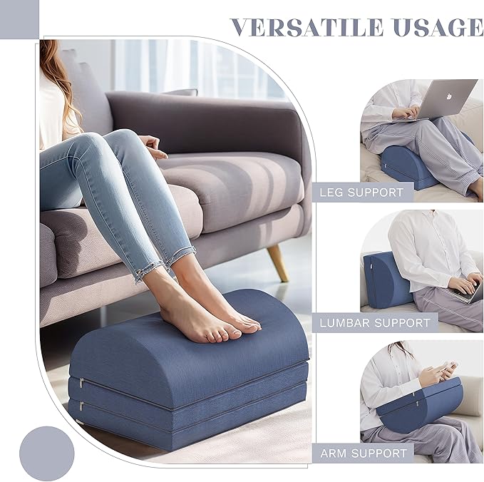 Foot Rest Under Desk at Work for Office Use with 3 Adjustable Heights, Foot Stool Office Footrests Back & Hip Pain Relief Not Easy to Sweat, Easy to Clean