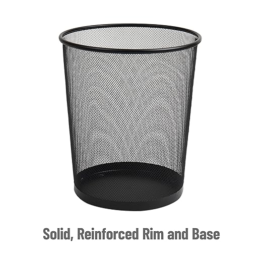 Mind Reader Mesh Trash Can, Set of 3, Waste Paper Basket, Round, Office, Metal Mesh, 11.5" L x 11.5" W x 13.75" H, Black