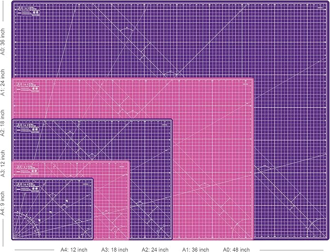Elan Cutting Mat A2 Pink & Purple, Self Healing Cutting Mat 18x24 Inch, 5-Ply Craft Board Pink, Hobby Board for Crafts 18x24 Inch