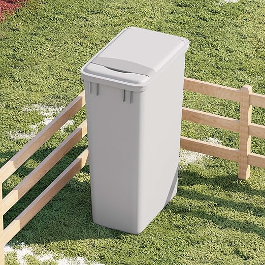 Dowell 50L Wastebasket Trash Container, 52.8Qt/13.2Gal, Plastic, Stackable, for Kitchen/Bathroom/Office, Fits Under Sink/Desk (Grey 4000 50 04)