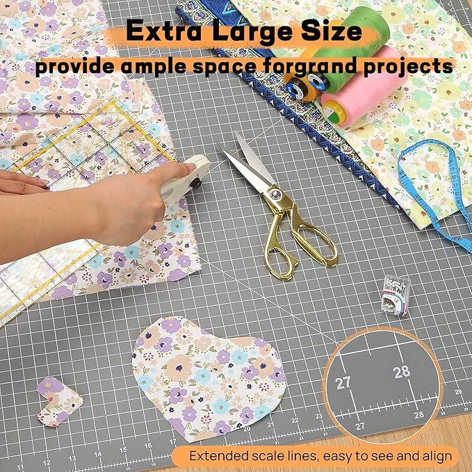Premium 24" x 36" Large Self Healing Sewing Mat, 5-Ply Rotary Cutting Mat for Quilting, Double-Sided Cutting Board for Crafts Cutting Fabric Leather Modeling Projects, Anthracite Gray A1