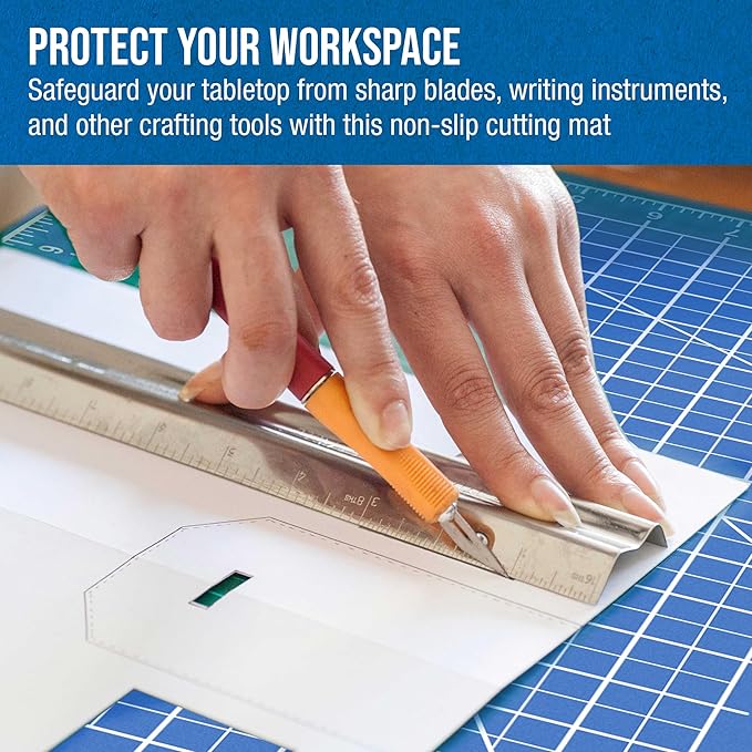 U.S. Art Supply 40" x 60" Self-Healing Cutting Mat 5-Ply - Double-Sided Pink/Blue Craft Mat, Non-Slip Cutting Mats for Crafts, Sewing, Quilting, Scrapbooking