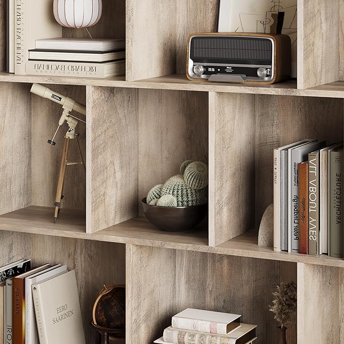 BORNOON Book Shelf with 10-Cube, 43” Wide Bookshelf with Anti-Tip Device, 38” Tall Open Bookcase, Modern Display Organizer Book Case for Home Office, Entryway, Living Room, Bedroom, Study Room
