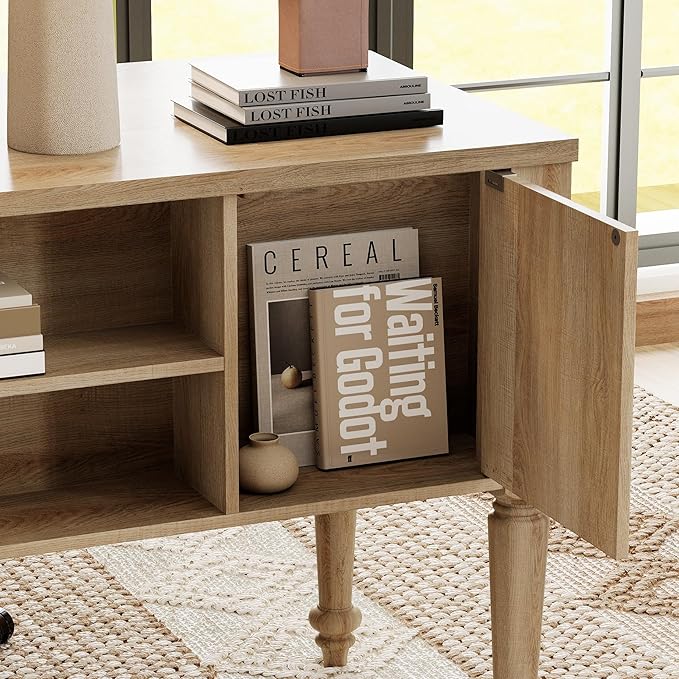 WAMPAT Home Office Furniture Set, 56'' Executive Desk with Charging Station, 72" Tall Bookcase with 6 Drawers, Wood Computer Desk with File Cabinet Storage, Open Shelf, Oak
