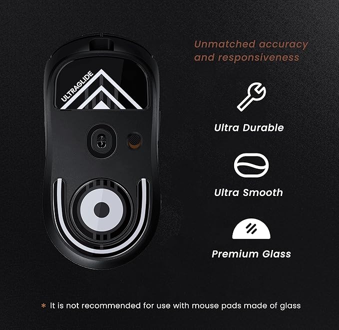 PWNAGE Ultraglide Glass Skates Feet for G Pro X 2 Superlight GPX 2, Ultra-Smooth and Durable, 3M Adhesive, fit for Gaming Mouse Black and White