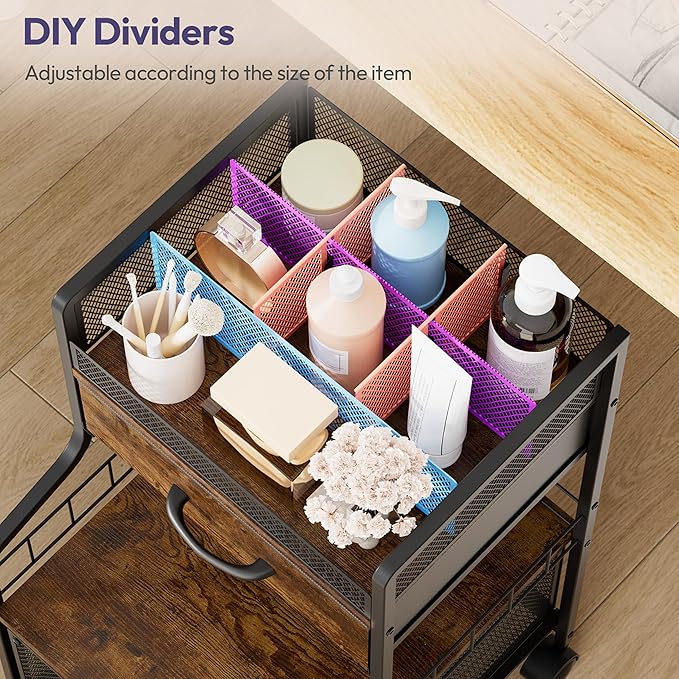 SWTYMIKI Rolling Under Desk Storage - Utility Cart with Drawers & DIY Divider - Art Cart Organizer on Wheels - Craft Storage Drawers Rolling Cart for Office, Craft Room & Studio Espresso