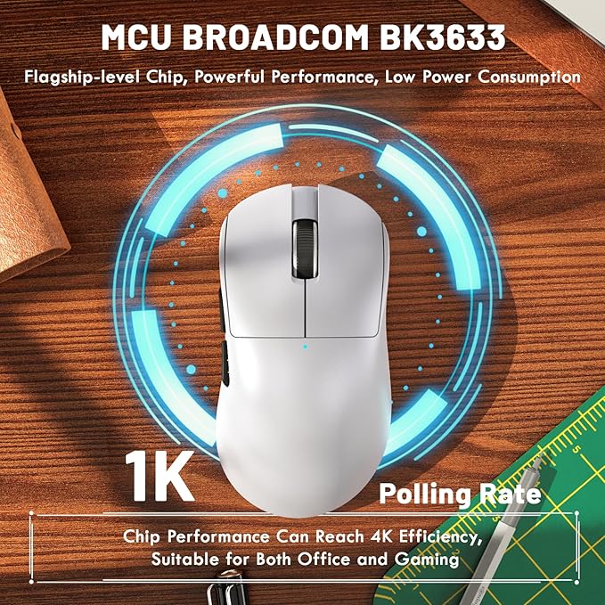ZIYOU LANG×Magic-Refiner X2 Lightweight Wireless Gaming Mouse,Tri-Mode(2.4G/Wired/BT),25K DPI,PAW3311 Optical Sensor,1000Hz Polling Rate,500mAh,69g Ergonomic Mice for Medium-Large Hands-White