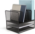 TRU RED Wire Mesh File Organizer, 7‑Compartment, Matte Black – Vertical Desktop Sorter for Files, Folders & Mail