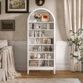 Wodeer Tall Arched Bookshelf, 7-Tier Bookcase with 3 Adjustable Shelves, Modern Farmhouse Storage Shelf for Living Room, Entryway, Office, 29.5" W x 70.1" H x 13.8" D, White
