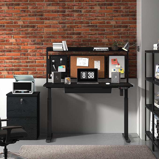 kowo 2 Drawer Wood File Cabinet with Lock, Printer Stand, Vertical Filing Cabinet fits A4, Letter, and Legal Size Documents for Home Office, Black