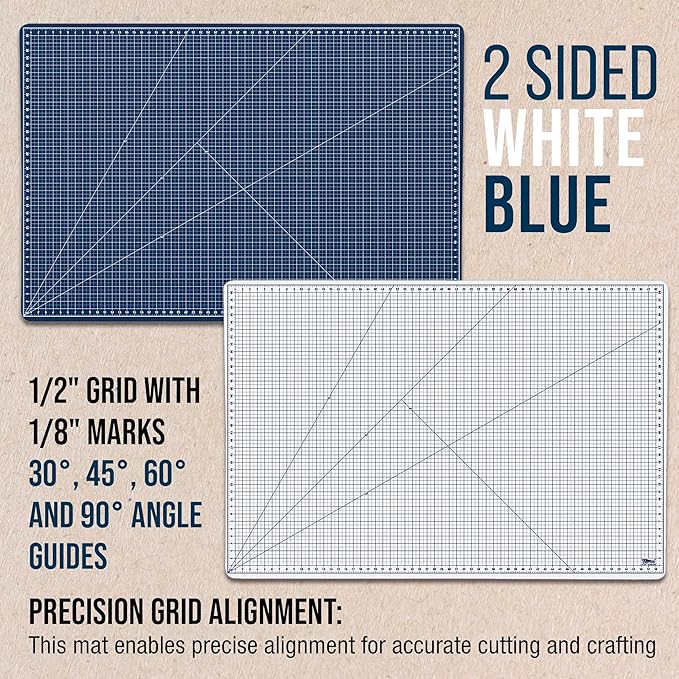 U.S. Art Supply 40" x 60" Self-Healing Cutting Mat 5-Ply - Double-Sided White/Blue Craft Mat, Non-Slip Cutting Mats for Crafts, Sewing, Quilting, Scrapbooking