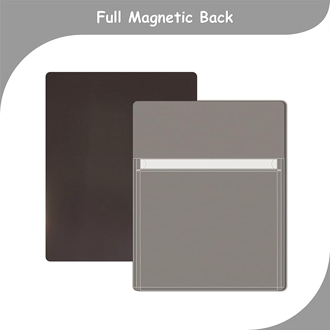 IMAGAME Magnetic Pocket 4 Pack – Self-Adhesive Magnetic Storage Pouch for Documents, Notes & Tools, Strong Magnet Backing for Fridge, Whiteboards, and Metal Surfaces (Gray 4Pcs)