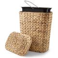 Tidita 3 GALLONS Wicker Waste Basket - Wicker Trash Can with Lid - Water Hyacinth Bathroom Garbage Can with a Lid - Bathroom Trash Can Boho Style - Removable Liner, Iron Frame (Natural, 3 Gallons)