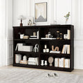 Double Wide Open Shelf Bookcase - 3 Tiers 6 Storage Cube Adjustable Space Book Case, Display Cabinet Organizer with Bookshelf, 64.8 inch Width Indoor Furniture for Home Library Office, Dark Cherry