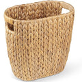 BLUEWEST 3.5 Gallons Wicker Trash Can, Wicker Rattan Bathroom Trash Can with Built-in Handle, Large Handwoven Hyacinth Waste Bin for Office, Bedroom, Living Room, and Kitchen