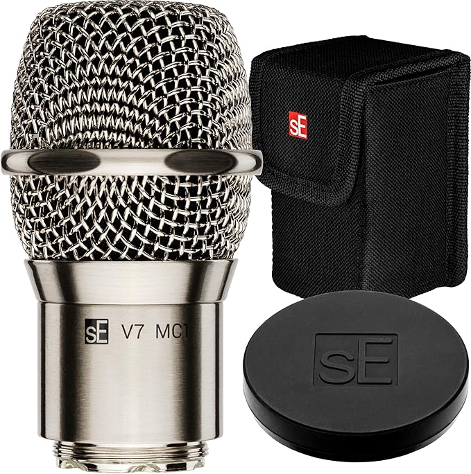 SE ELECTRONICS V7 MC1 Wireless Microphone Capsule - Compatible with Shure Wireless Transmitters - Professional Dynamic Microphone for Singing, Speech & Music Studio Recording (Nickel MP03 Pouch)