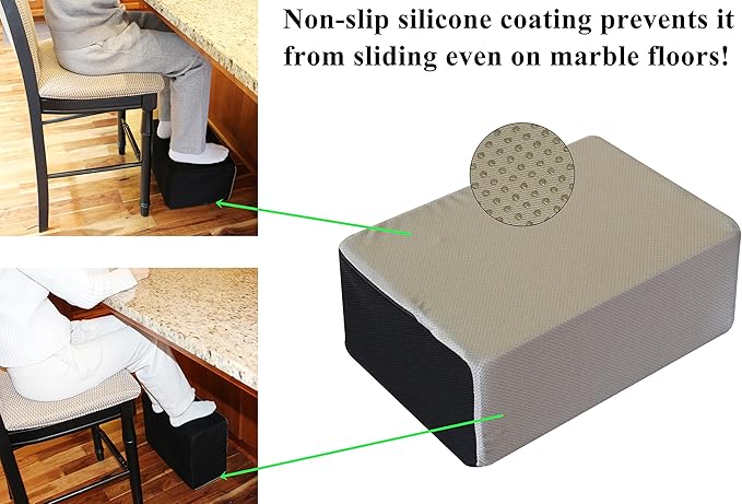 InteVision Extra Large 2-in-1 Footrest for Added Height - Premium Foam Cushion Works Great for Under Desk or bar - Will not Slide on Any Surface (17.5" X 12" x 8")