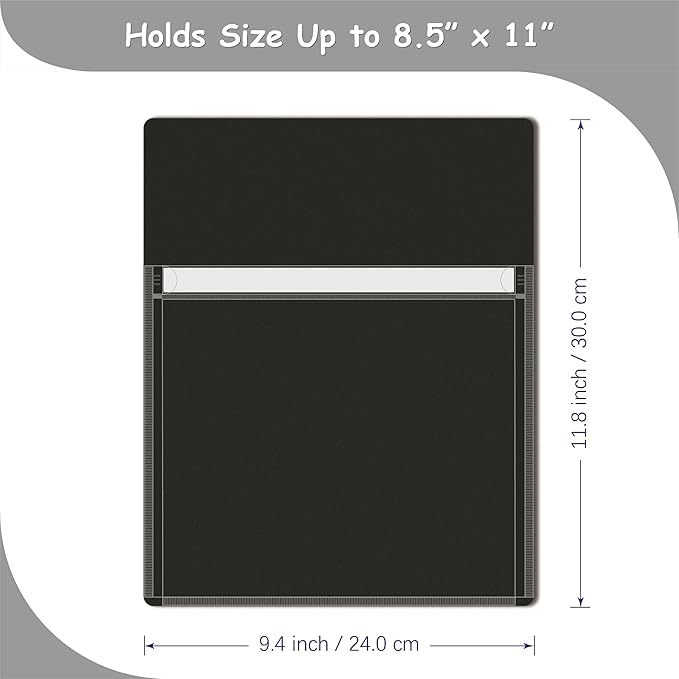 IMAGAME Magnetic Pocket 4 Pack – Self-Adhesive Magnetic Storage Pouch for Documents, Notes & Tools, Strong Magnet Backing for Fridge, Whiteboards, and Metal Surfaces (Black 4Pcs)