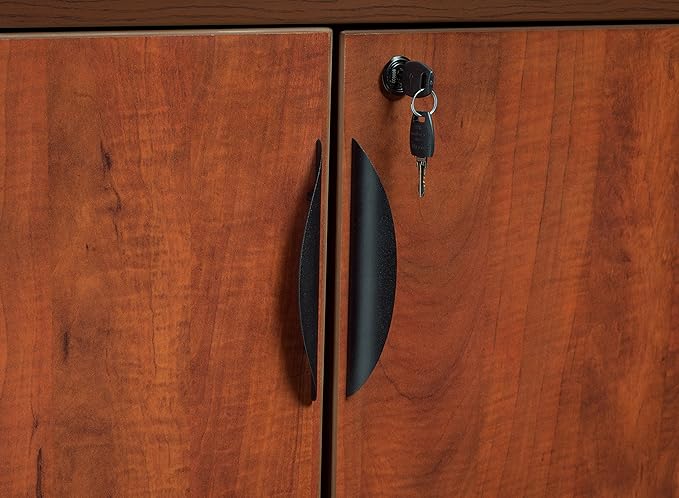 Regency Legacy Stand Up 2 Storage Cabinet/ 2 Desk Quad with Bookcase End- Cherry