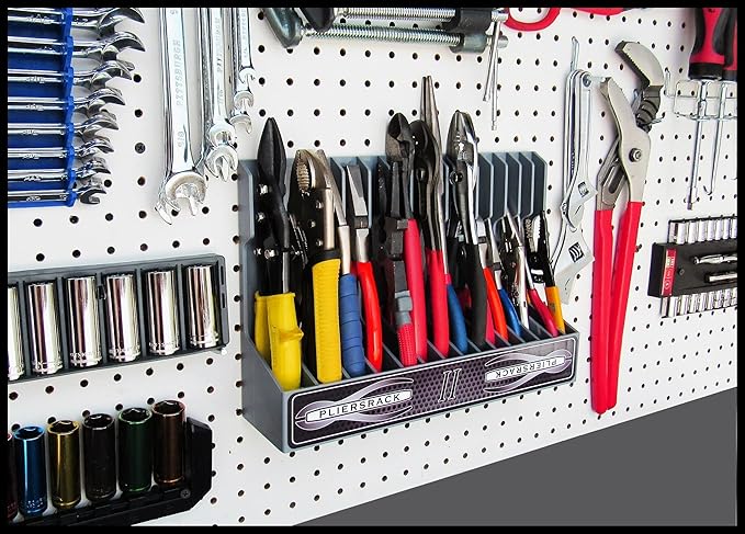 Pliersrack PLR15 Plier Organizer - Sturdy Plastic 15 Pliers Holder For Tool Box or Pegboad Organization, Plier Rack Tool Organizers For Toolboxes And Storage
