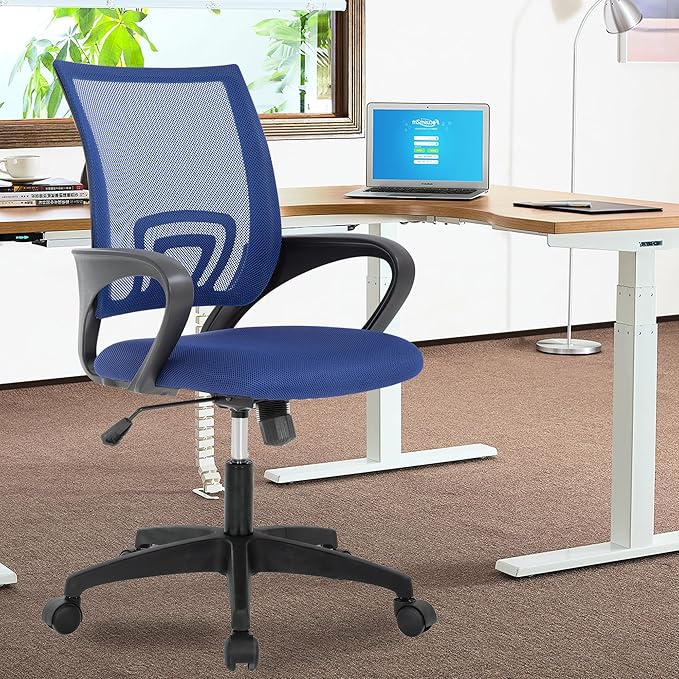 PayLessHere Home Office Chair Desk Computer Chair Adjustable Ergonomic Chair Lumbar Support Armrest Executive with High Density Mesh 360 Degree Swivel Chair for Adults Chair (Pack of 1, Blue)