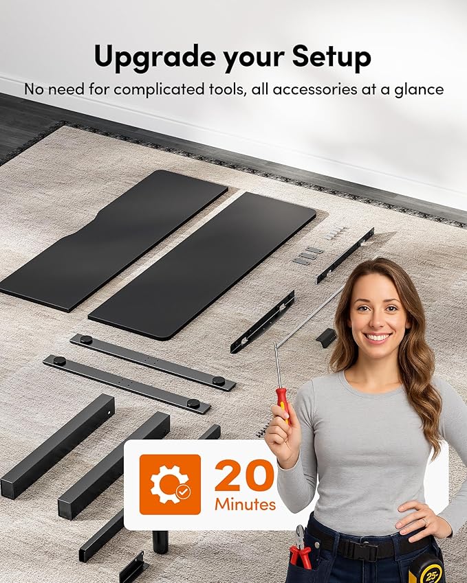 FEZIBO Electric Standing Desk Adjustable Height, 55 x 24 Inch Sit and Stand Desk, Home Office Desk, Ergonomic Computer Workstation, Black