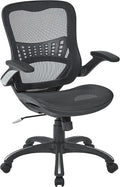 Office Star Riley Ventilated Manager's Office Desk Chair with Breathable Mesh Seat and Back, Black Base with Black